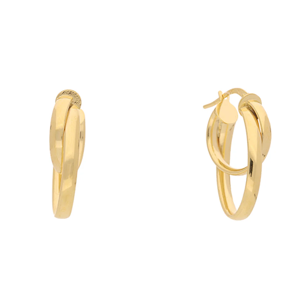 9ct Yellow Gold Round/Oval Illusion Hoop Earrings - Image 3