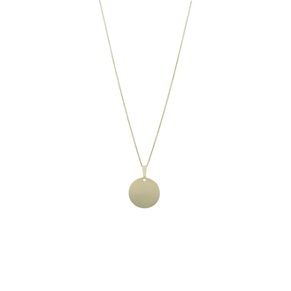 9ct Yellow Gold Round Plain Disc Pendant
