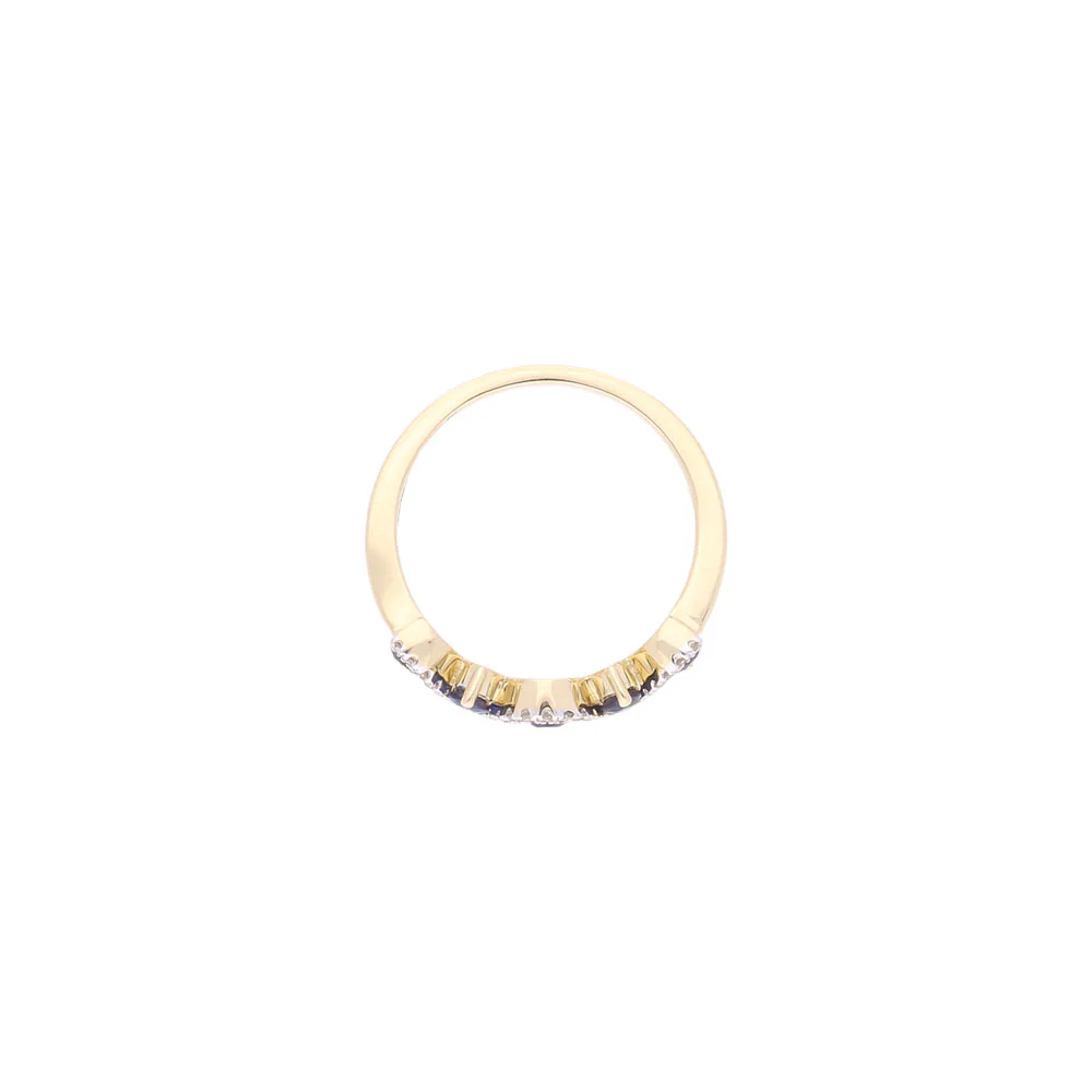9ct Yellow Gold Sapphire and Diamonds Wave Ring - Image 4