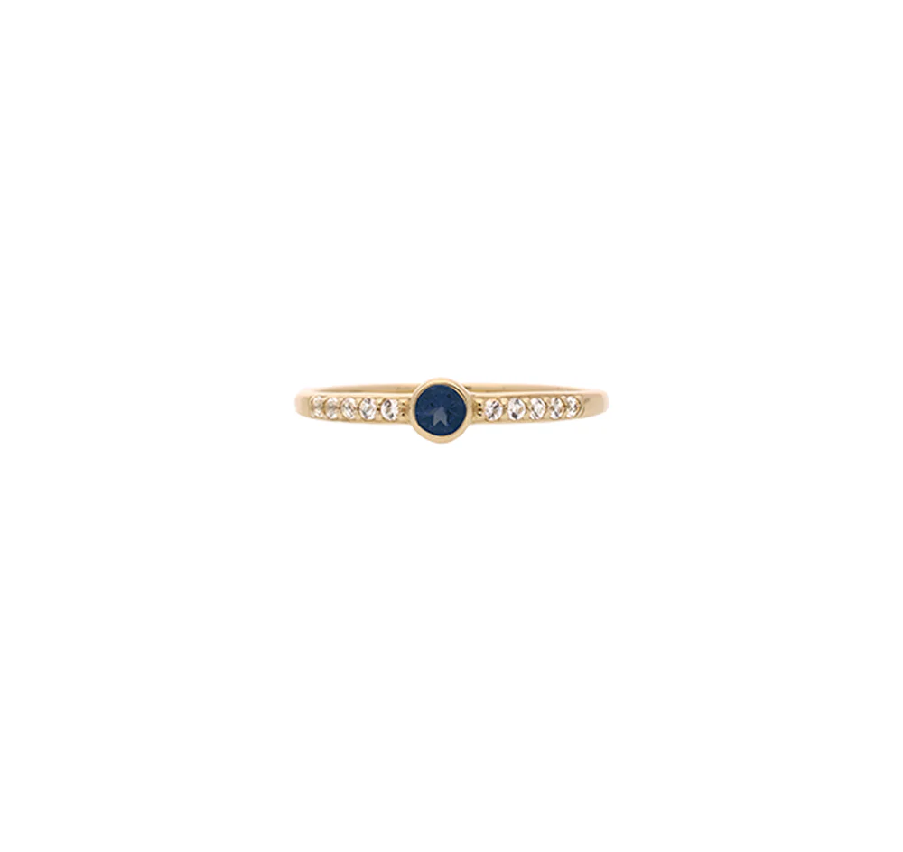 9ct Yellow Gold Sapphire CZ Ring