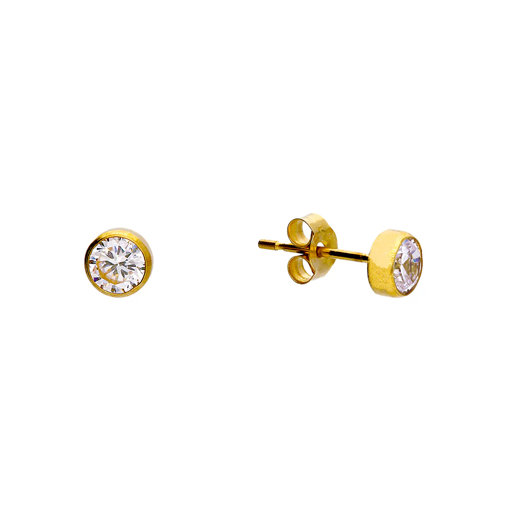 9ct Yellow Gold Solitaire Cubic Zirconia Stud Earrings - Image 2