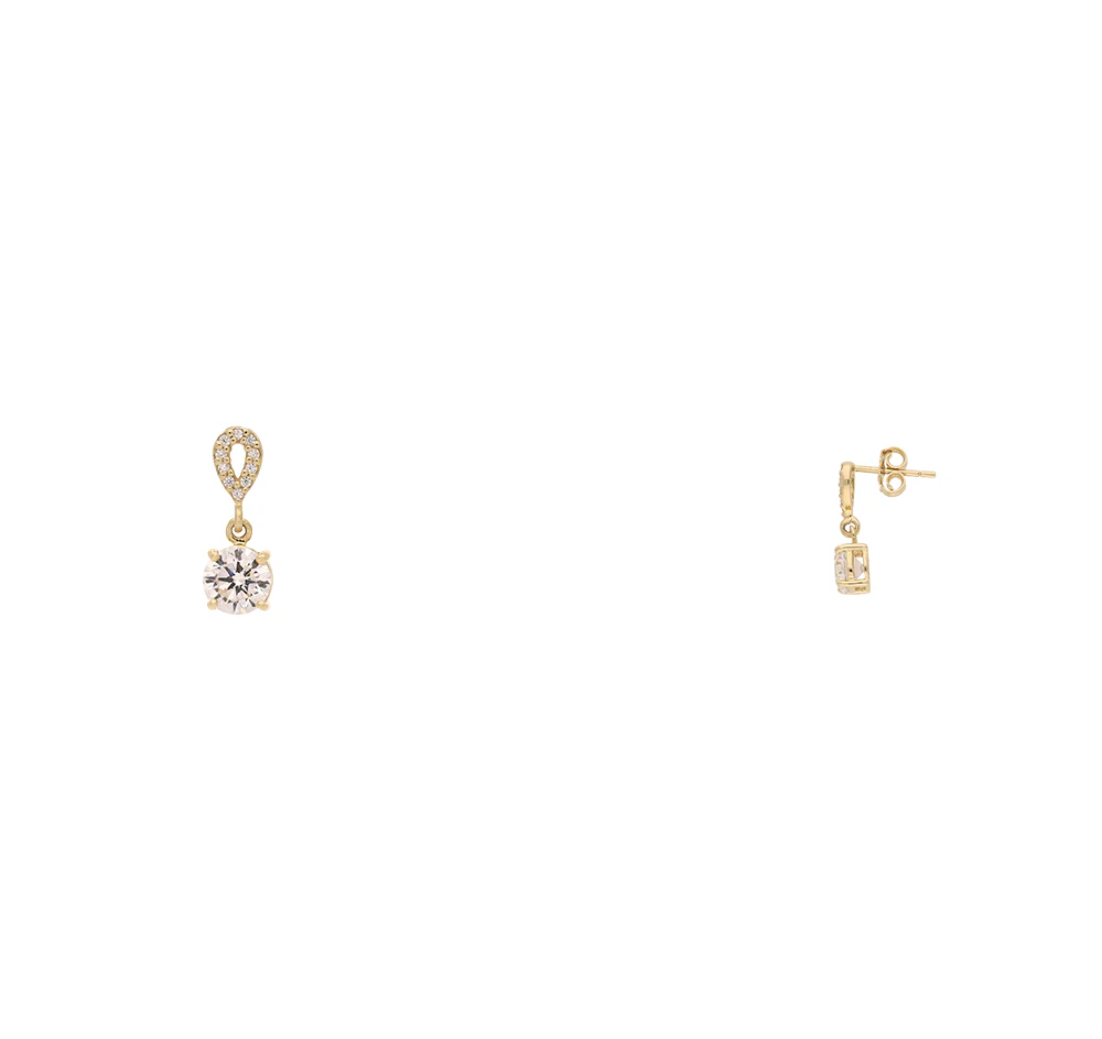 9ct Yellow Gold Solitaire CZ Drop Earring - Image 2