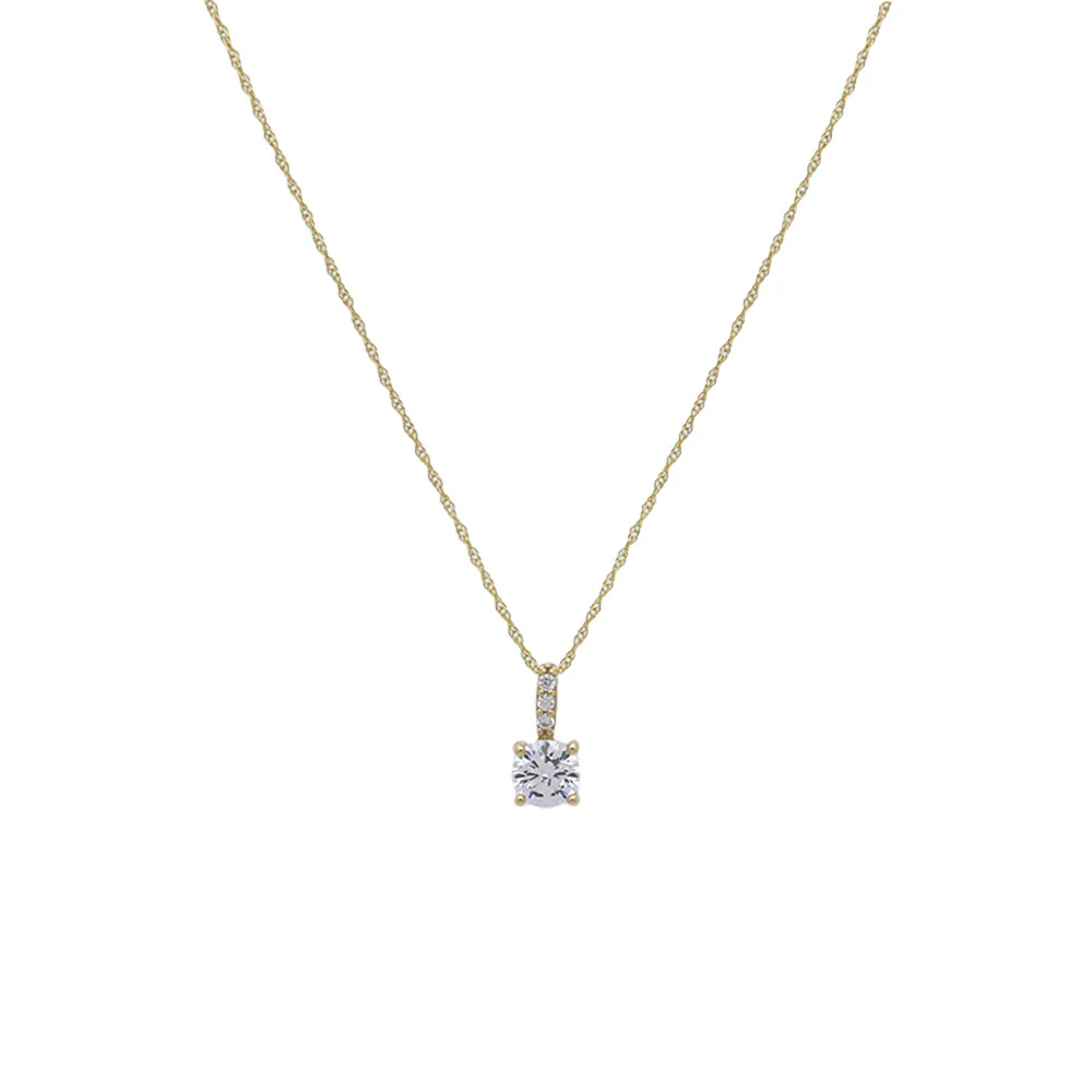 9ct Yellow Gold Solitaire CZ Pendant