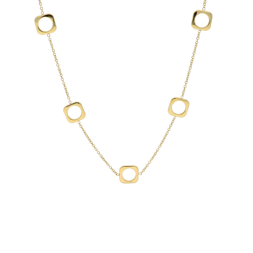 9ct Yellow Gold Square Accent Chain