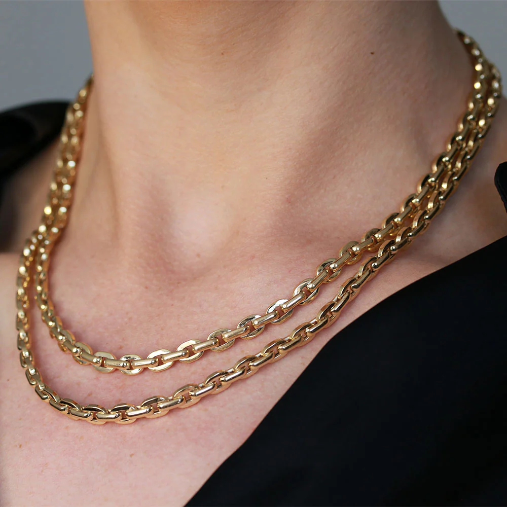 9ct Yellow Gold Square Flat Spiga 45cm Chain - Image 2