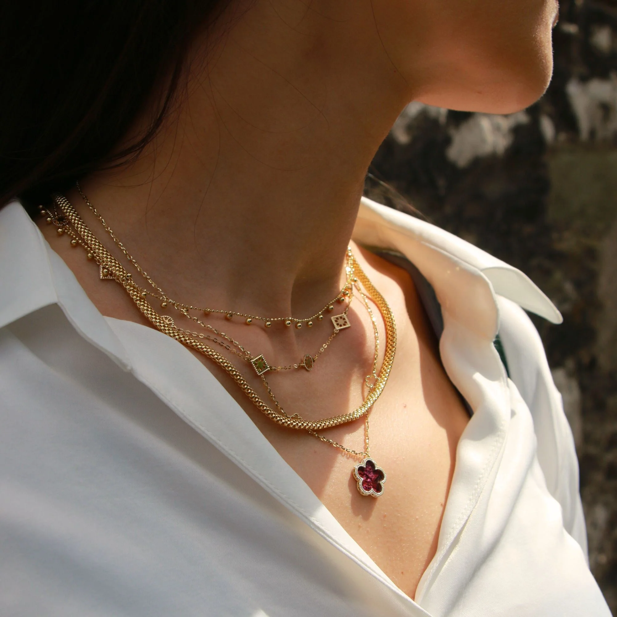 9ct Yellow Gold Square Mesh Chain Necklace - Image 2