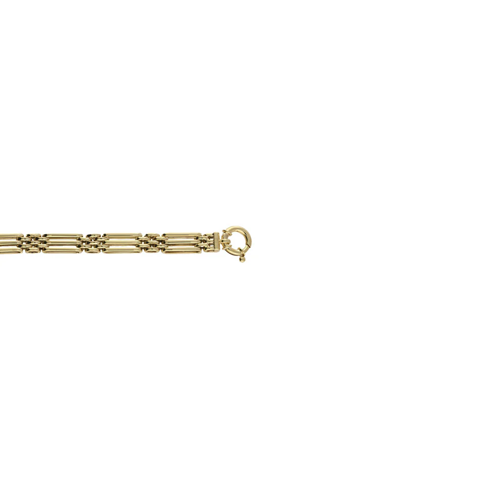 9ct Yellow Gold Three Bar Link Gate Chain Bracelet - Image 2