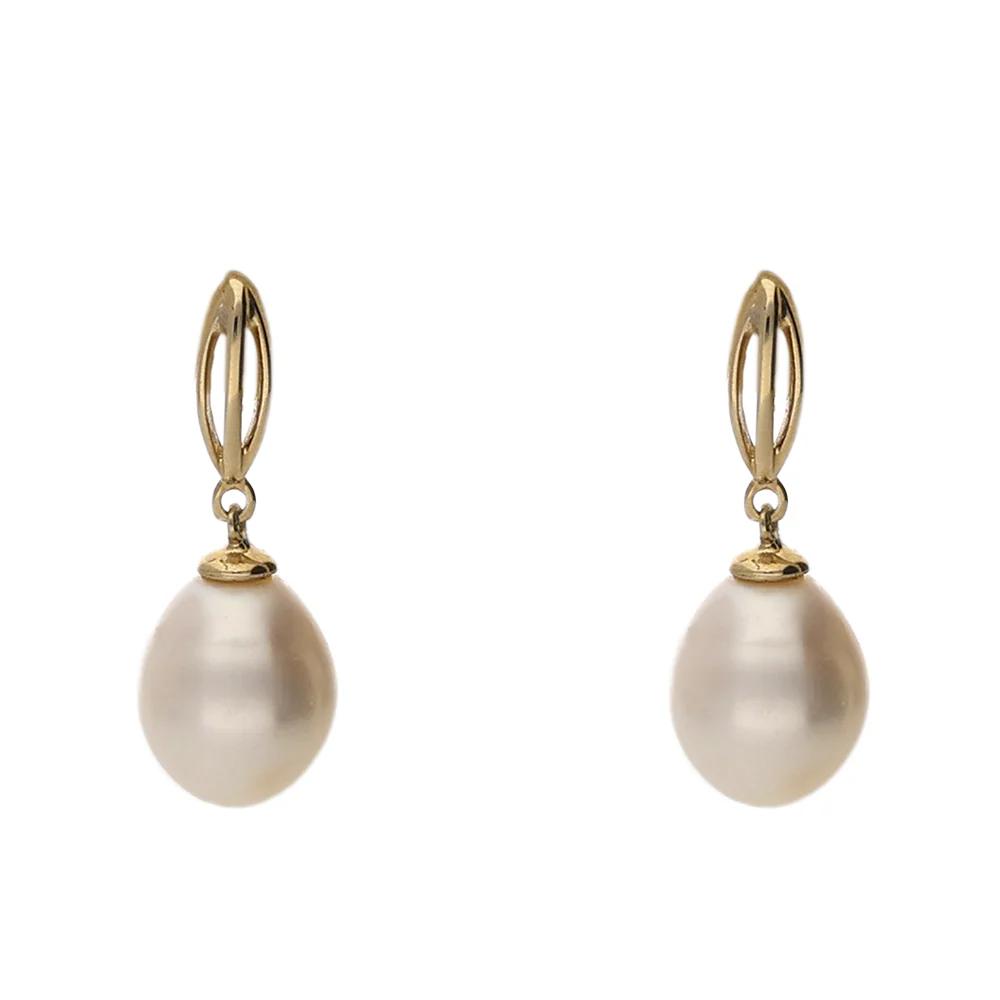 9ct Yellow Gold Triple Bar Pearl Drop Earrings