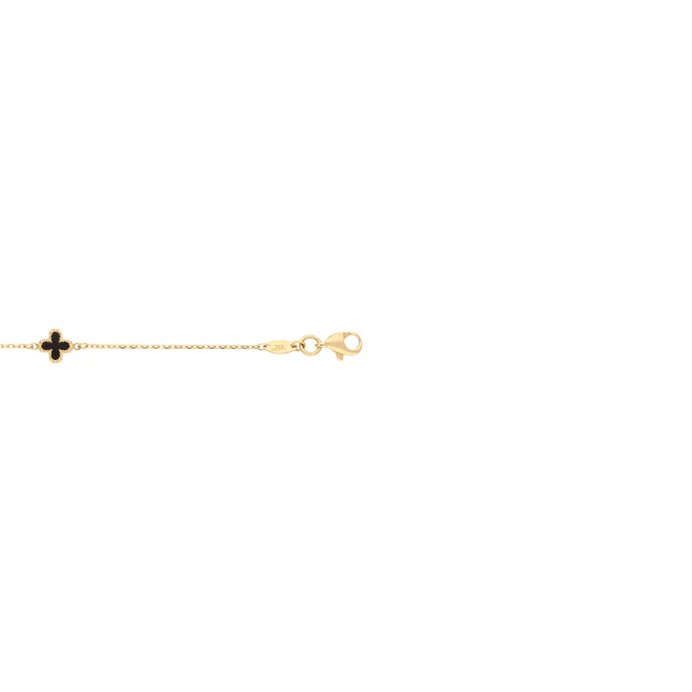 9ct Yellow Gold Triple Onyx Clover Bracelet - Image 4