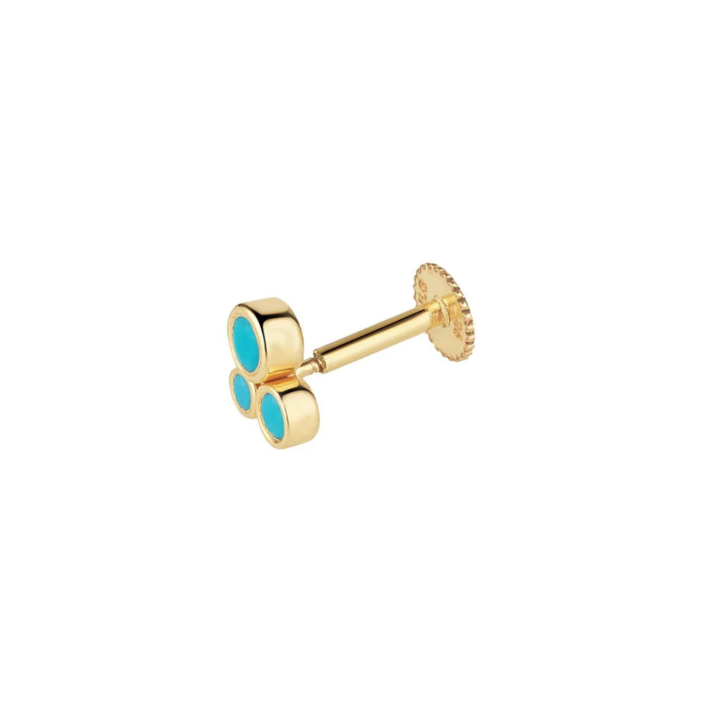 9ct Yellow Gold Turquoise Single Stud - Image 3