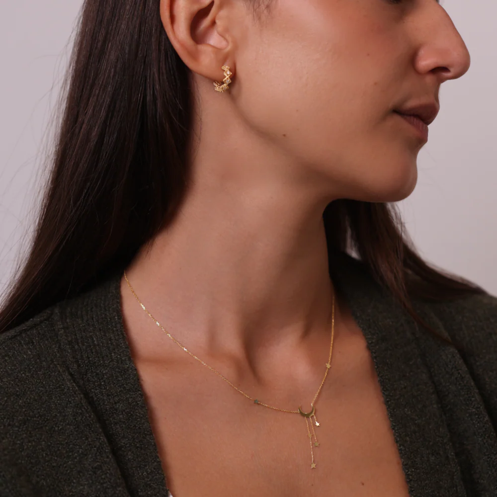 9ct Yellow Gold Zirconia Barocco Hoop Earrings - Image 2