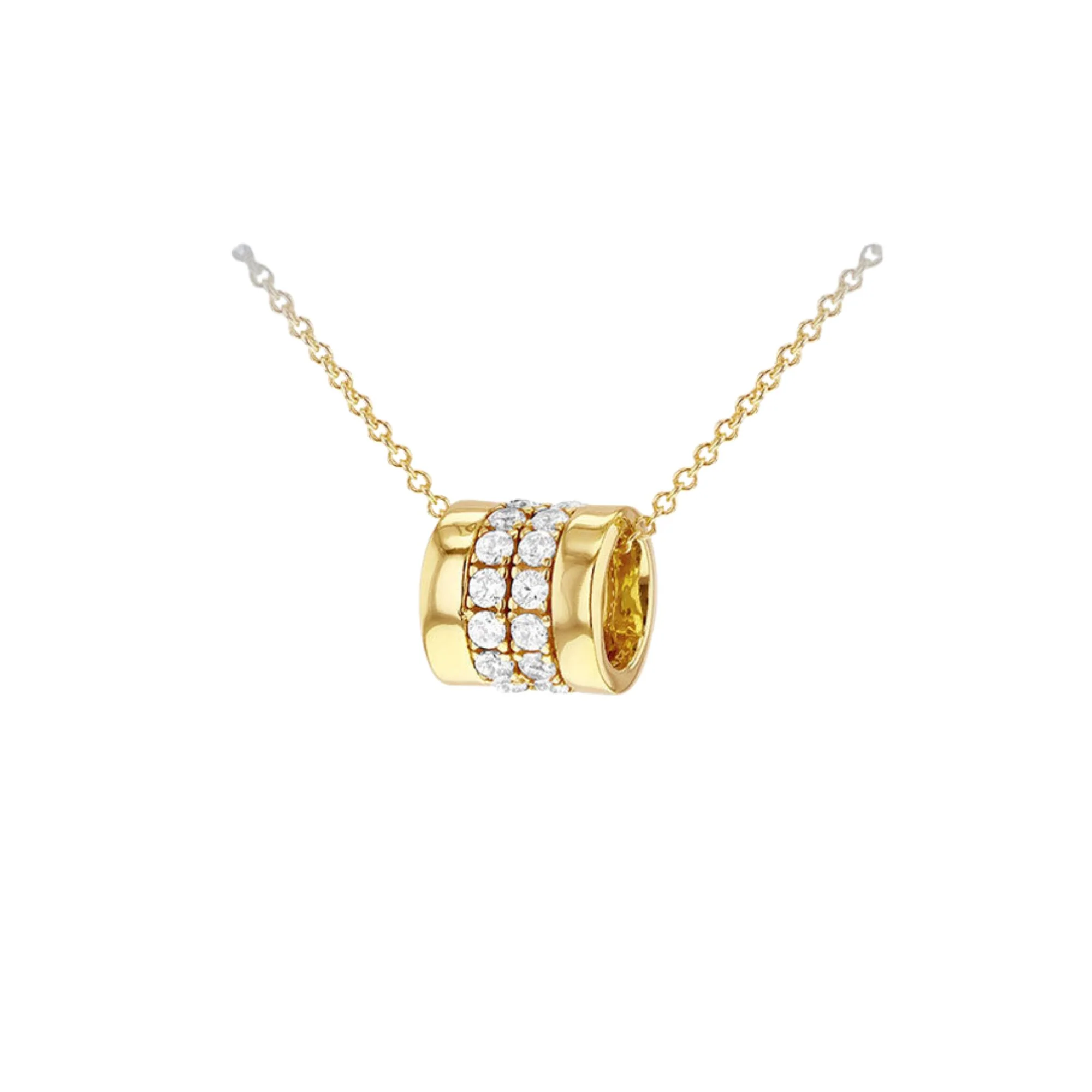 9ct Yellow Gold Zirconia Barrel Necklace - Image 2
