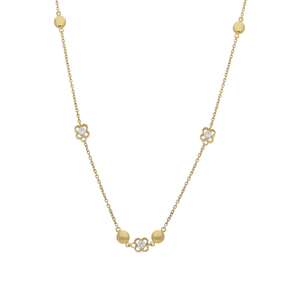 9ct Yellow Gold Zirconia Open Flower Design Pendant