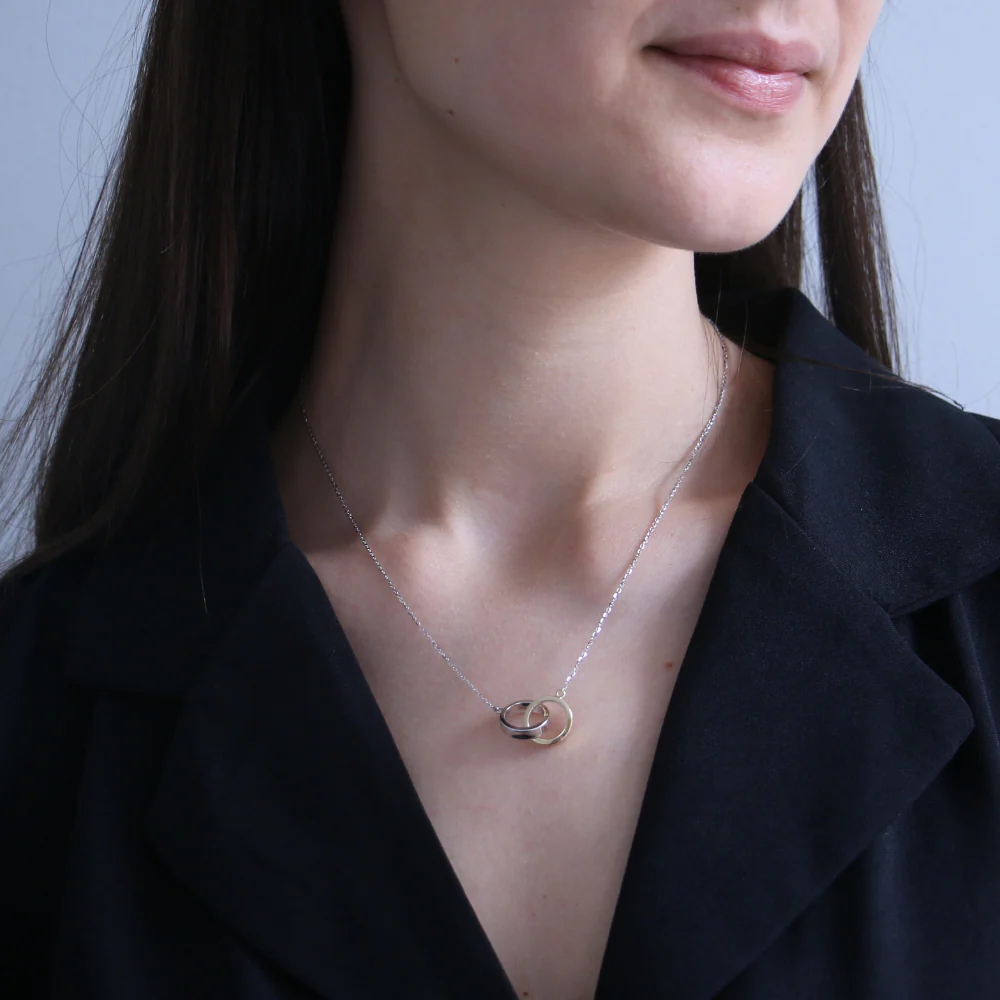 9ct Yellow & White Gold Interlocking Necklace - Image 3