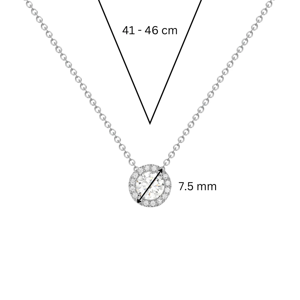 9ct White Gold Cubic Zirconia Surround Pendant - Image 3
