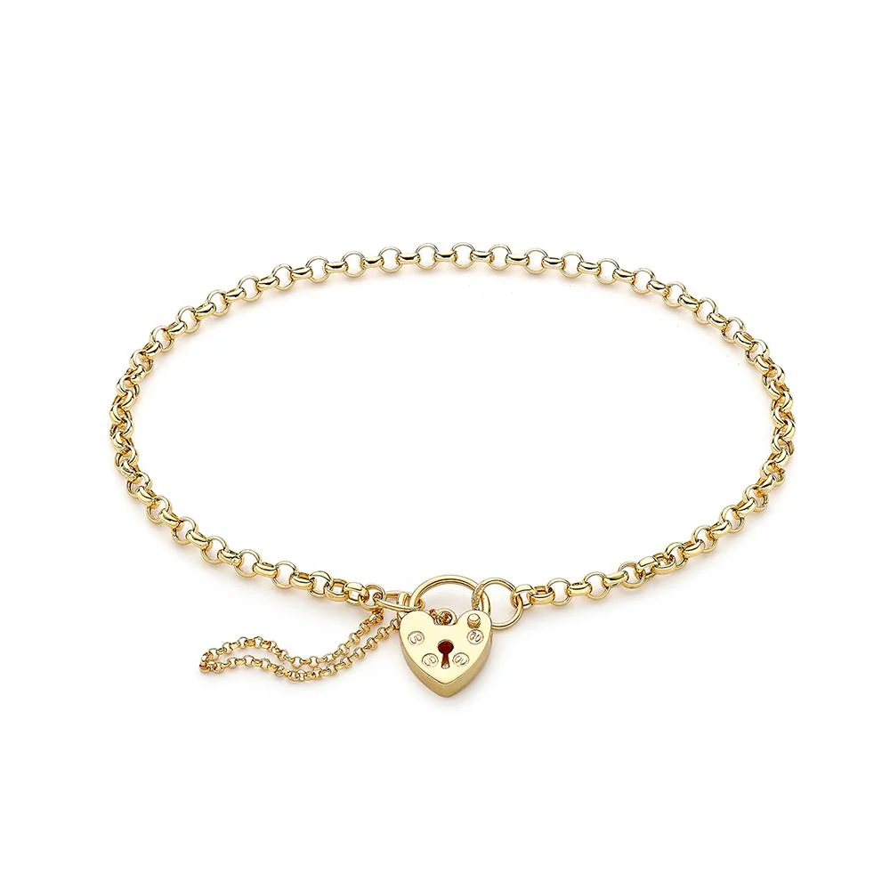 9ct Yellow Gold Belcher Lock Bracelet