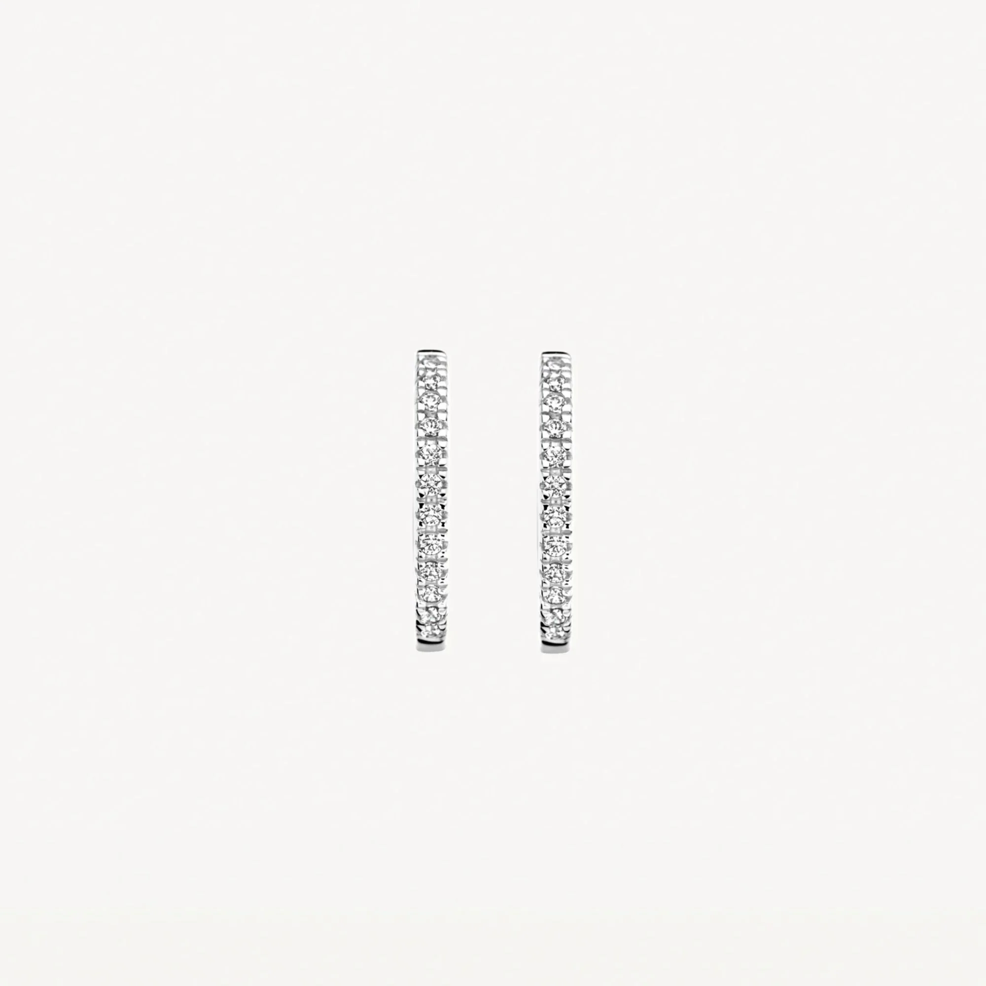 Blush 14ct White Gold Pave Zirconia Medium Hoop Earrings - Image 2