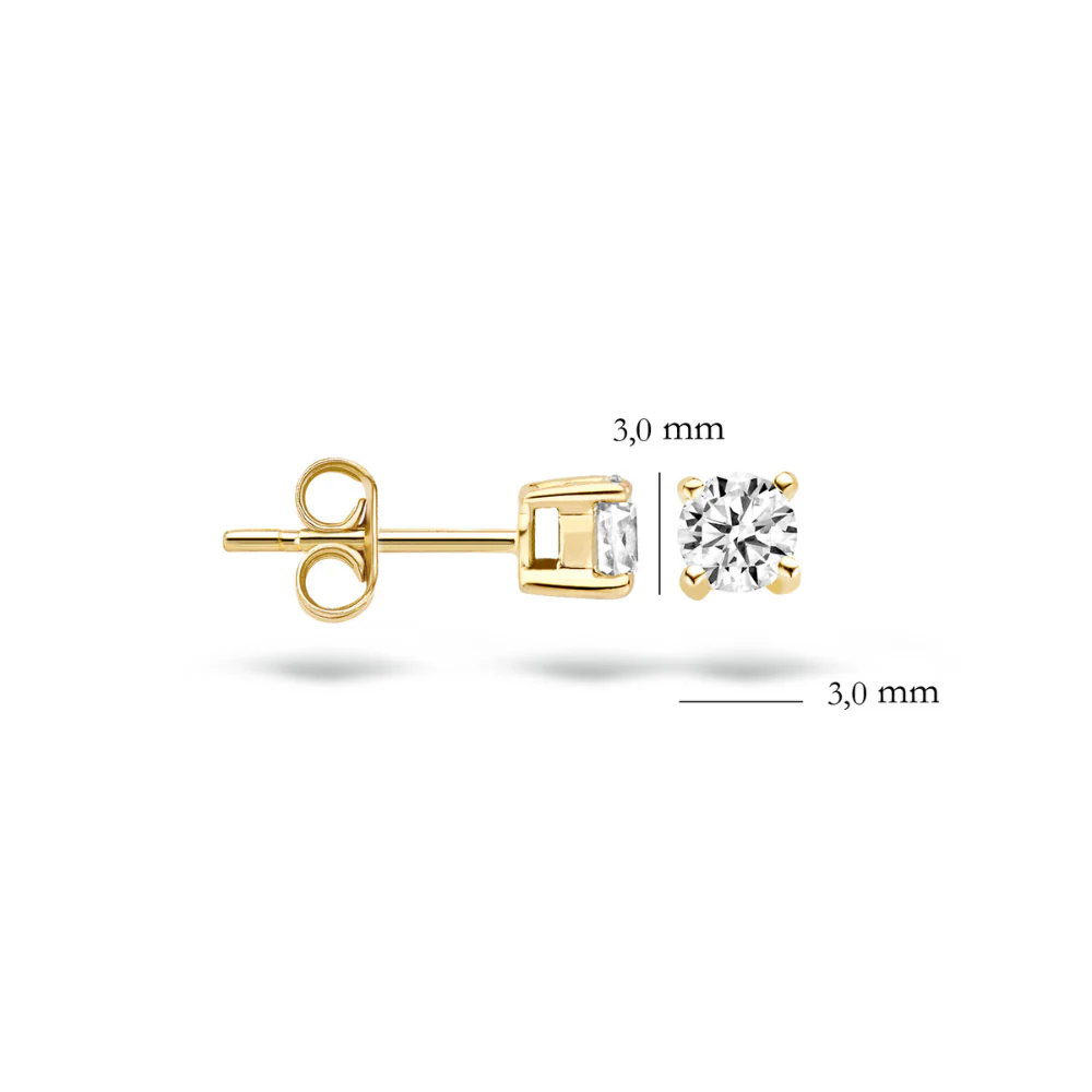 Blush 14ct Yellow Gold 3mm Round Zirconia Stud Earrings 7128YZI - Image 3