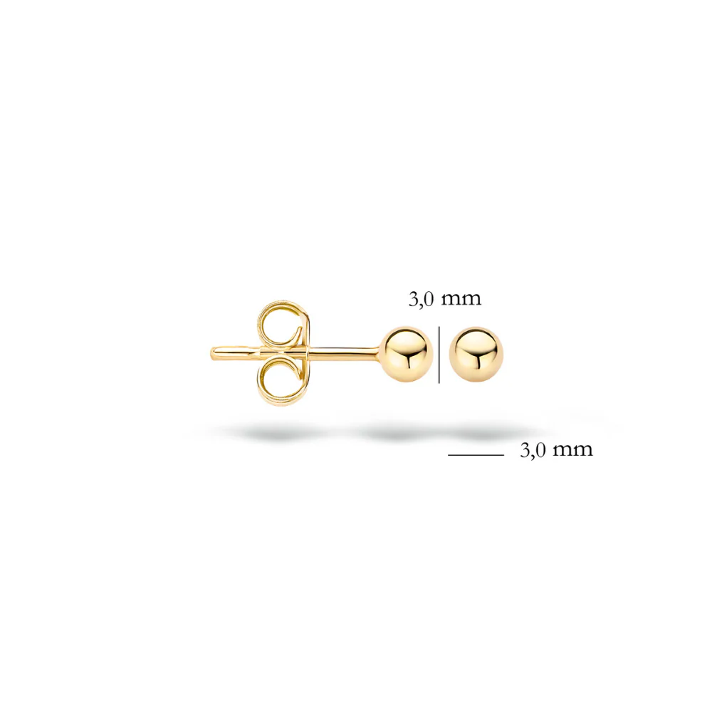 Blush 14ct Yellow Gold 3mm Spherical Stud Earrings 7120YGO - Image 3