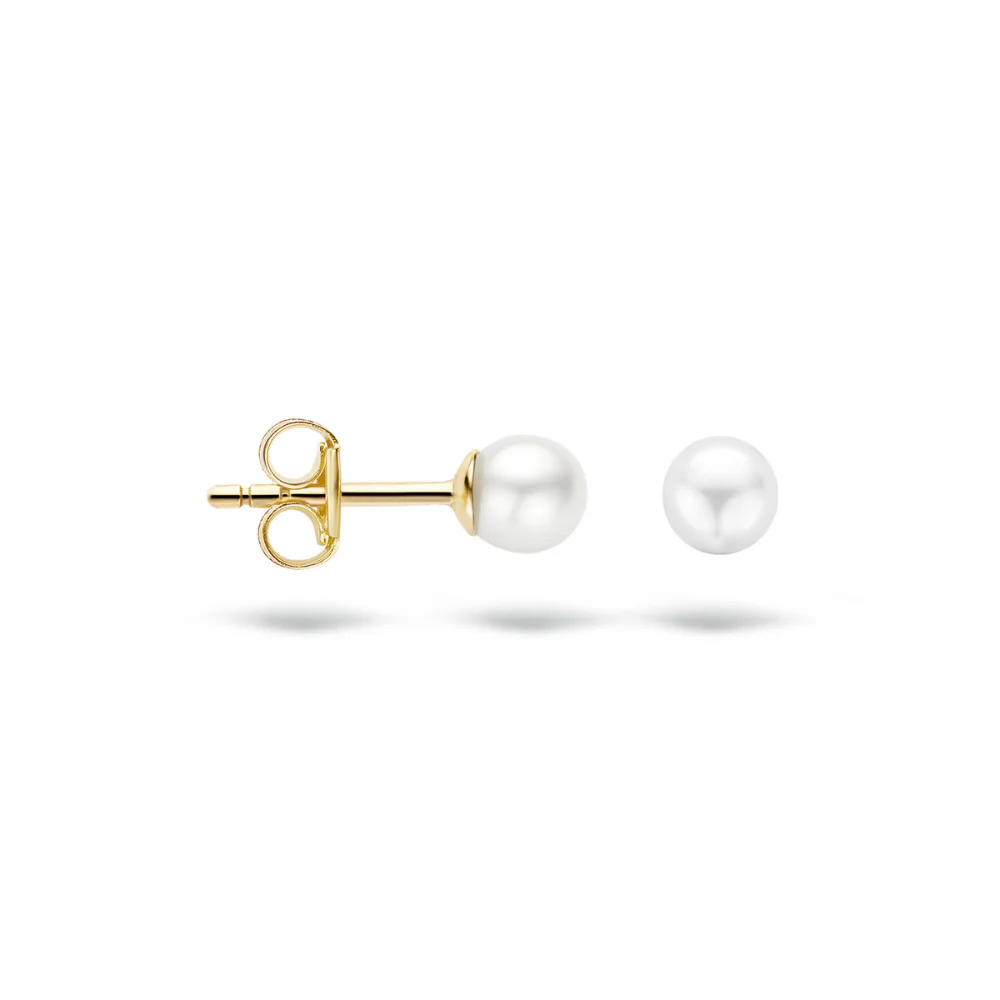 Blush 14ct Yellow Gold 4mm Round Pearl Stud Earrings 7136YPW - Image 3