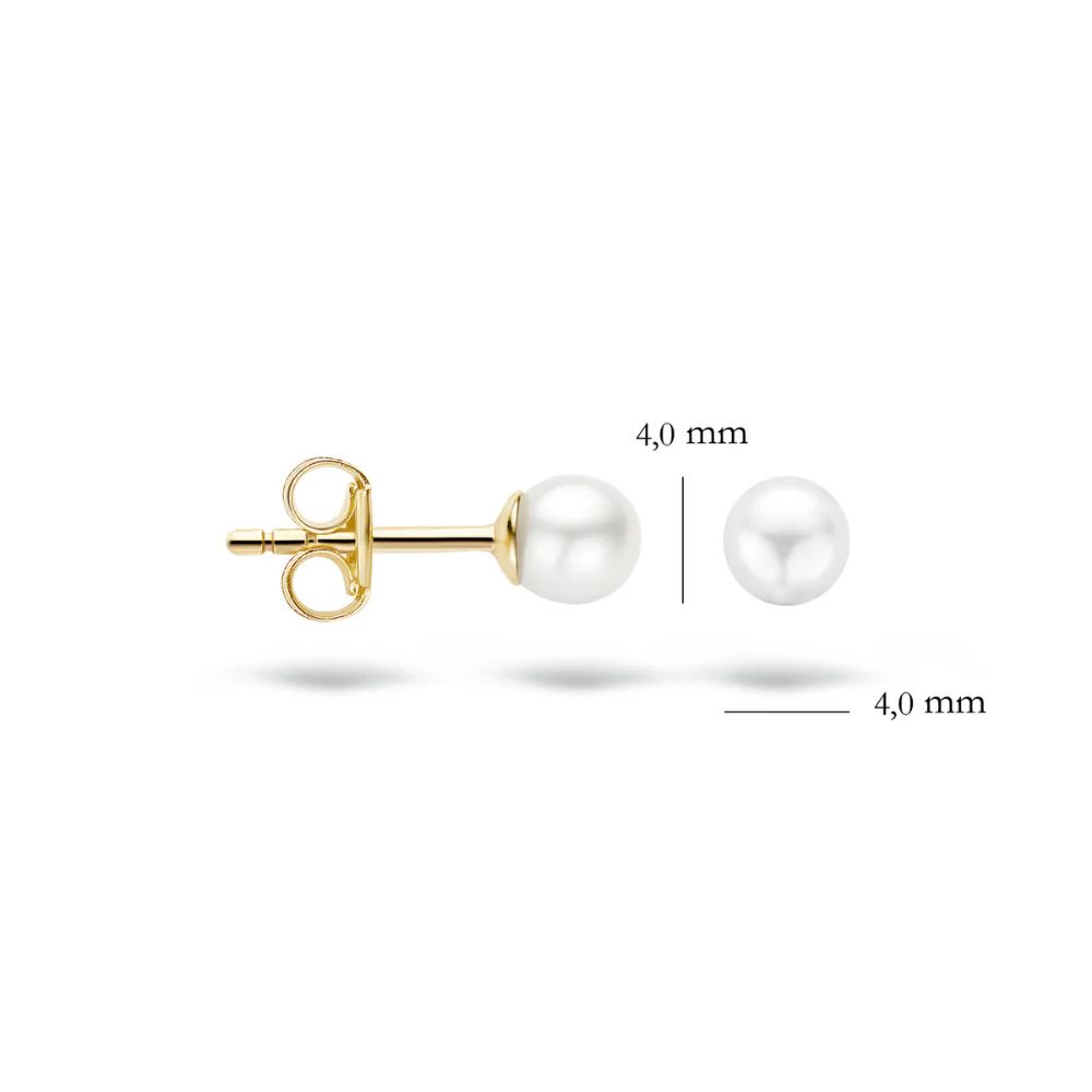 Blush 14ct Yellow Gold 4mm Round Pearl Stud Earrings 7136YPW - Image 4