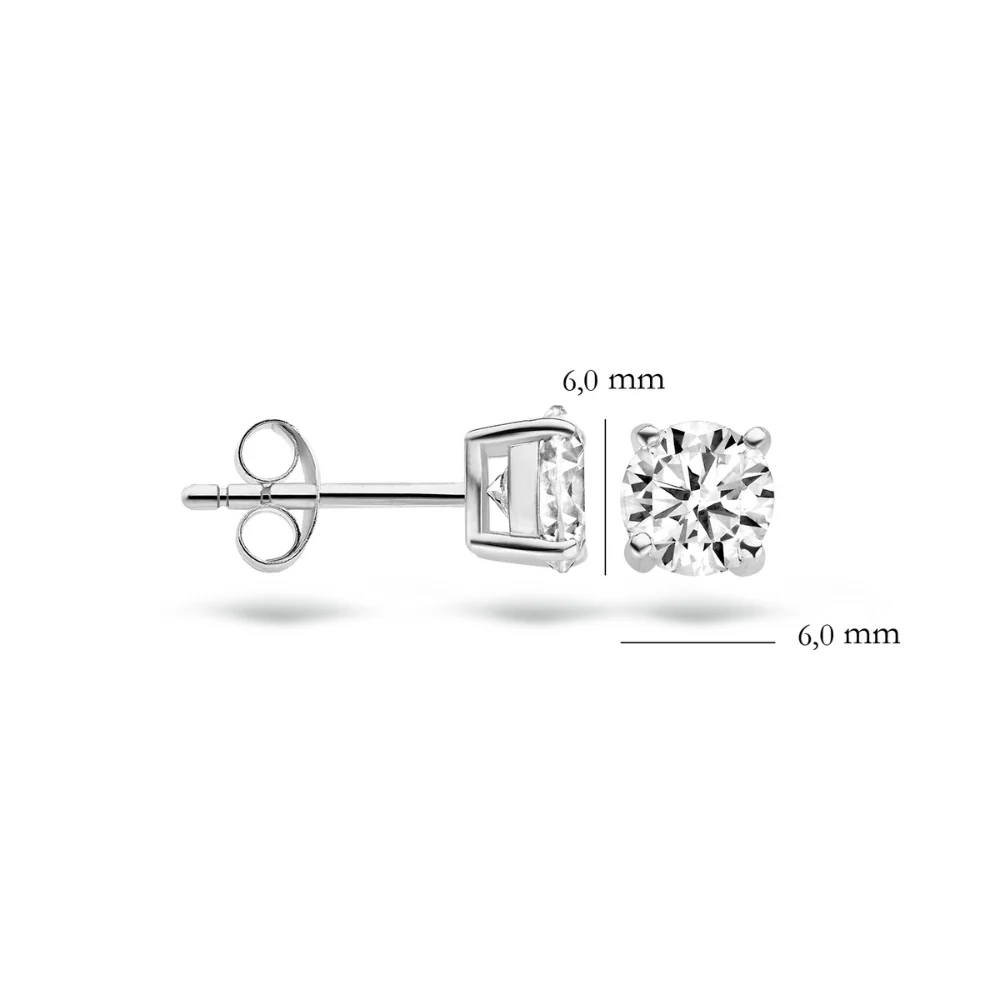 Blush 14ct White Gold 6mm Round Zirconia Stud Earrings 7014WZI - Image 3