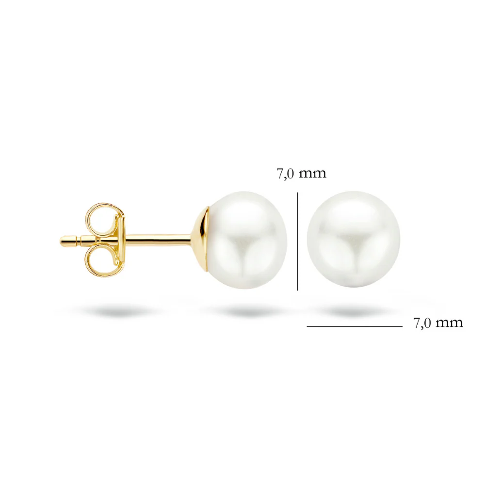 Blush 14ct Yellow Gold 7mm Round Pearl Stud Earrings 7151YPW - Image 3