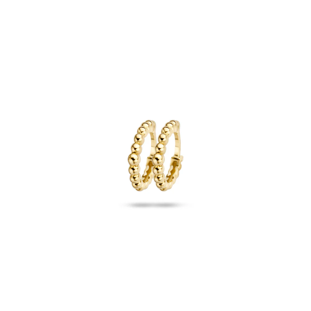 Blush 14ct Yellow Gold Ball Pattern Hoop Earrings 7230YGO - Image 2