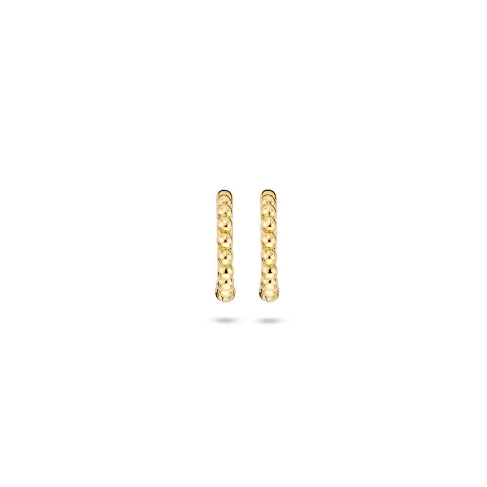 Blush 14ct Yellow Gold Ball Pattern Hoop Earrings 7230YGO - Image 3