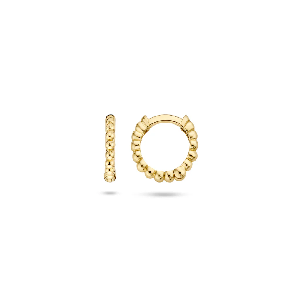 Blush 14ct Yellow Gold Ball Pattern Hoop Earrings 7230YGO - Image 4