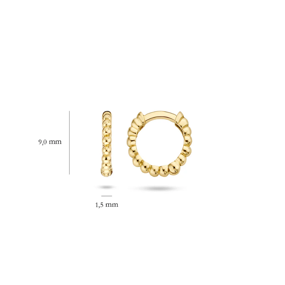 Blush 14ct Yellow Gold Ball Pattern Hoop Earrings 7230YGO - Image 5