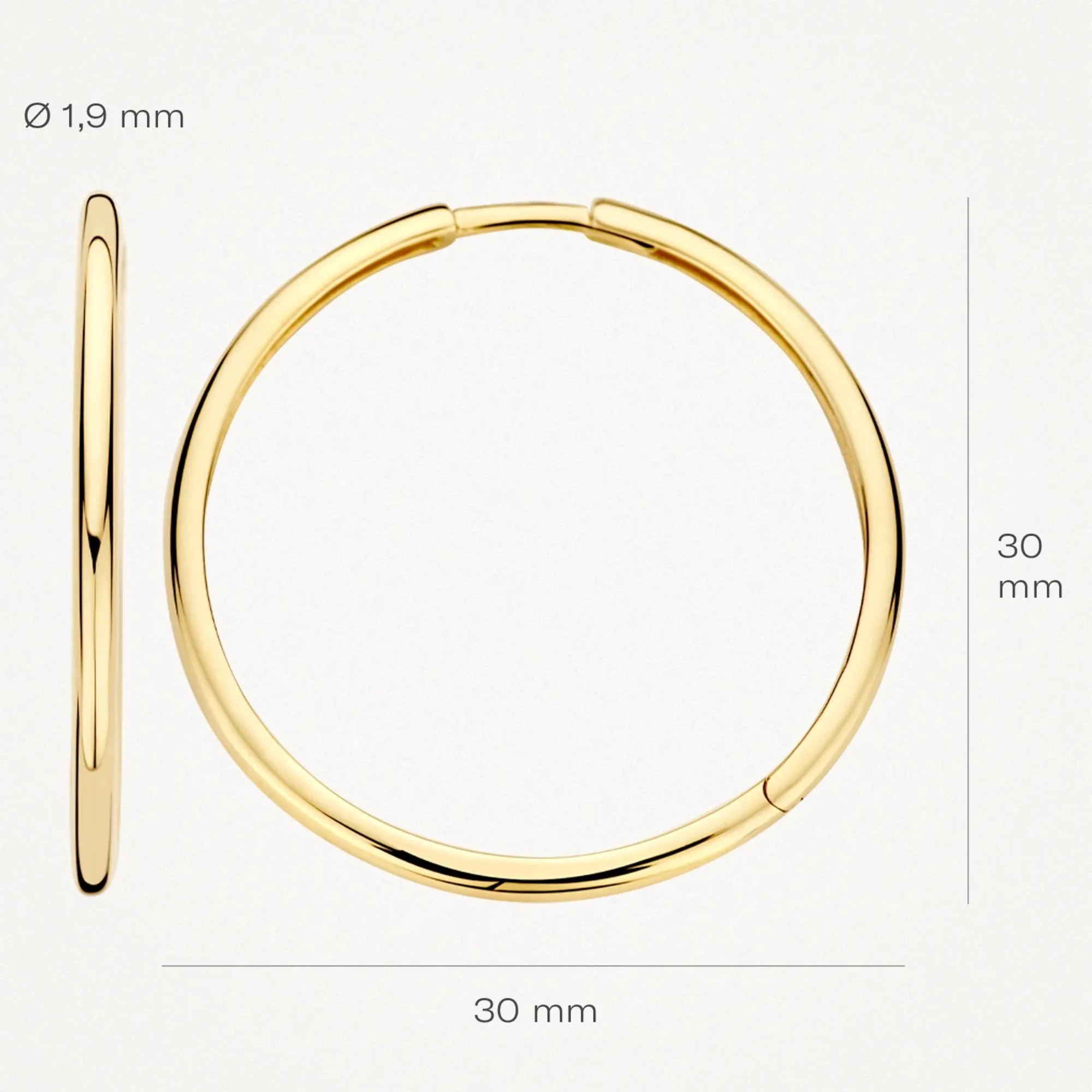 Blush 14ct Yellow Gold Large Classic Hoop Earrings - Image 4