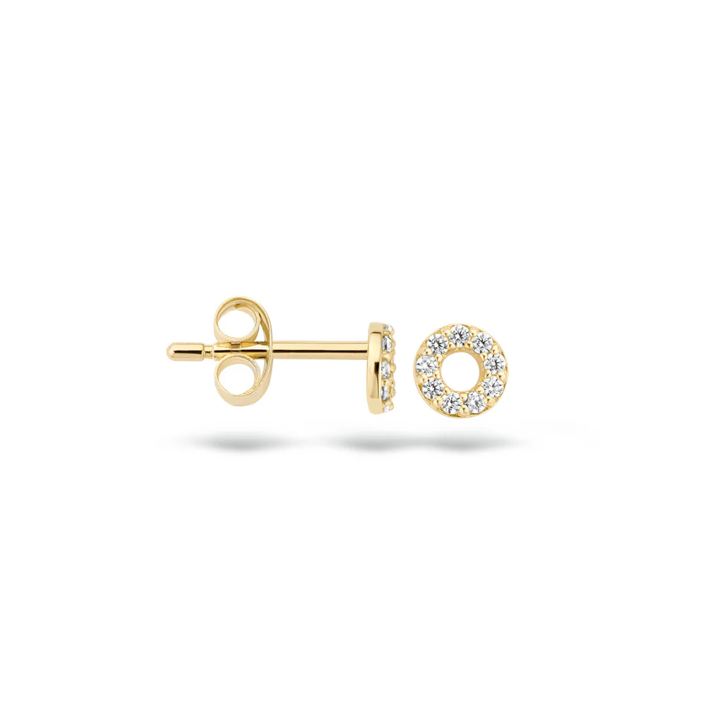 Blush 14ct Yellow Gold Open Circle with Zirconia Earrings 7193YZI - Image 2