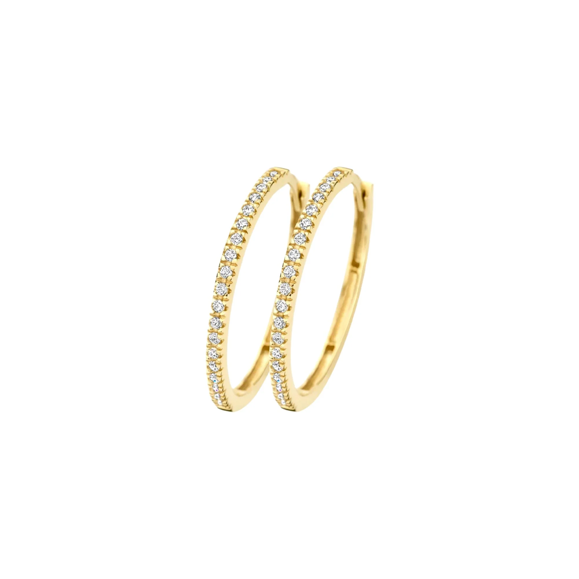 Blush 14ct Yellow Gold Pave Zirconia Large Hoop Earrings