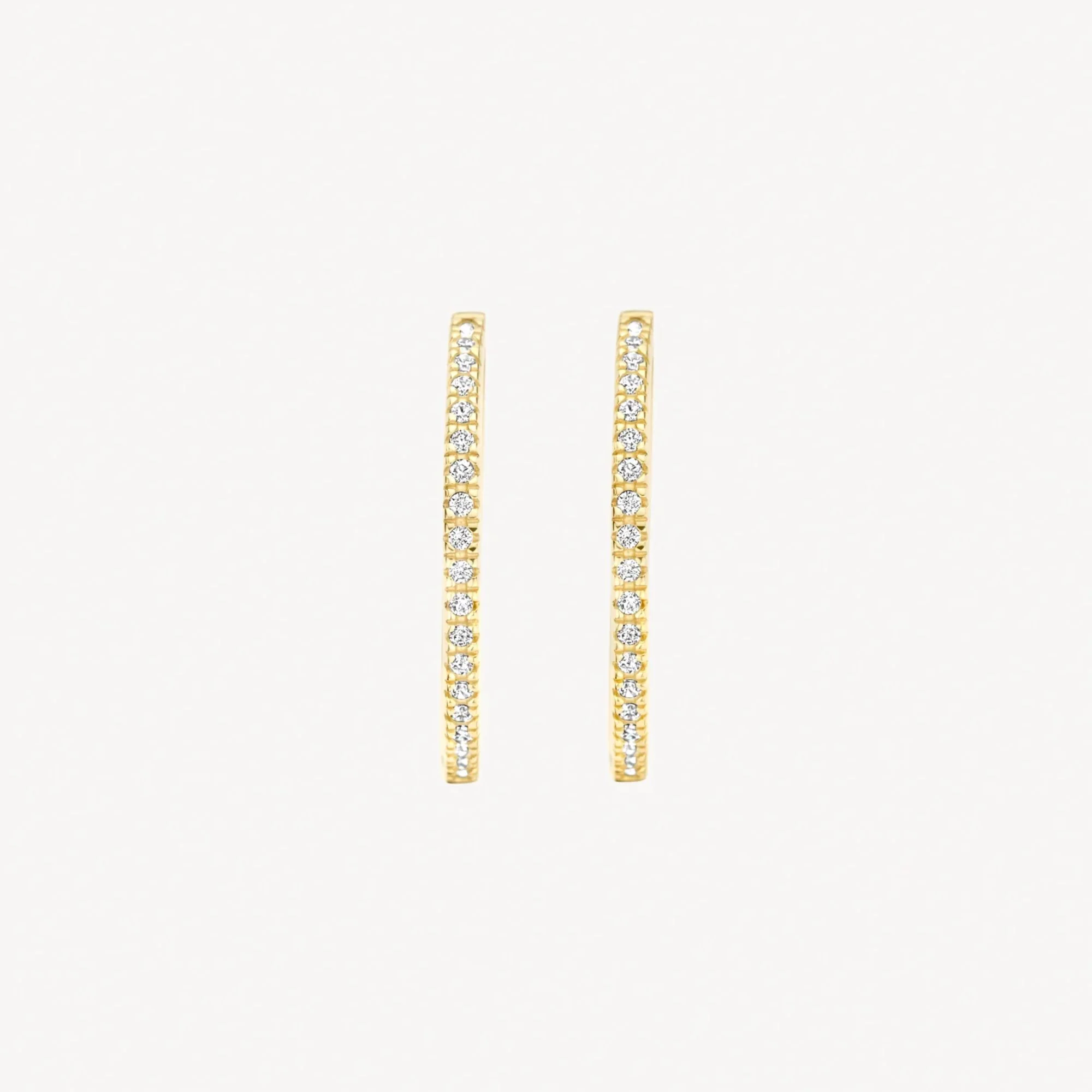 Blush 14ct Yellow Gold Pave Zirconia Large Hoop Earrings - Image 2