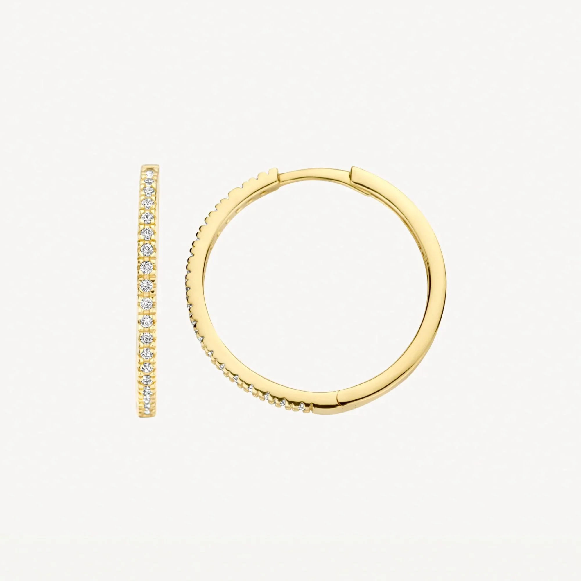 Blush 14ct Yellow Gold Pave Zirconia Large Hoop Earrings - Image 3