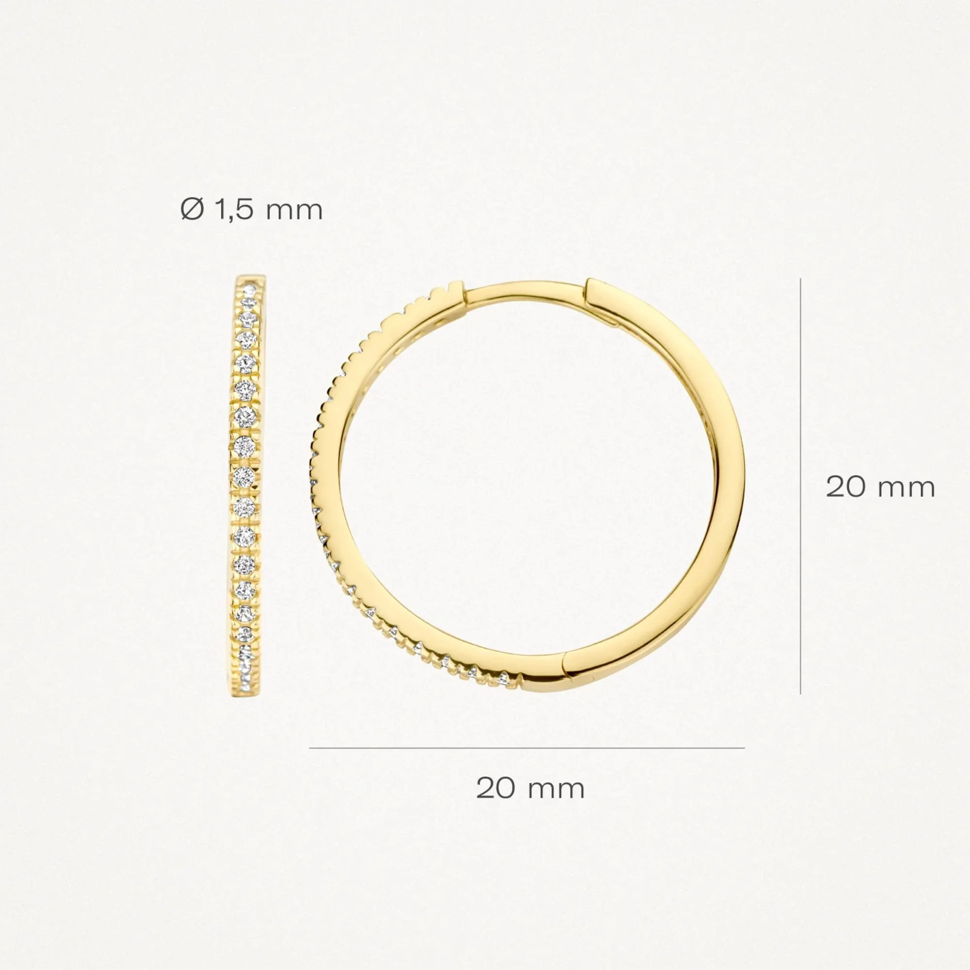 Blush 14ct Yellow Gold Pave Zirconia Large Hoop Earrings - Image 4