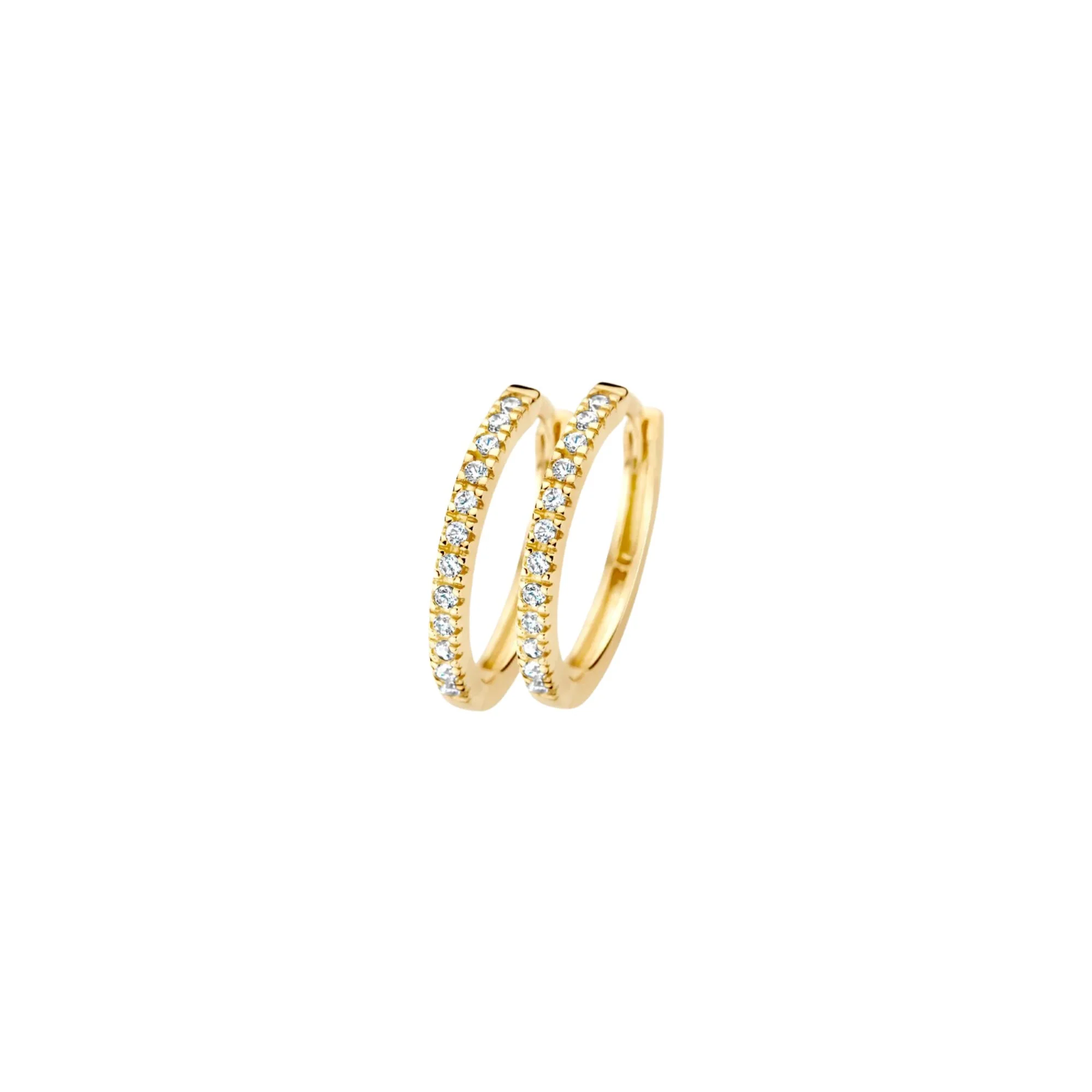 Blush 14ct Yellow Gold Pave Zirconia Medium Hoop Earrings