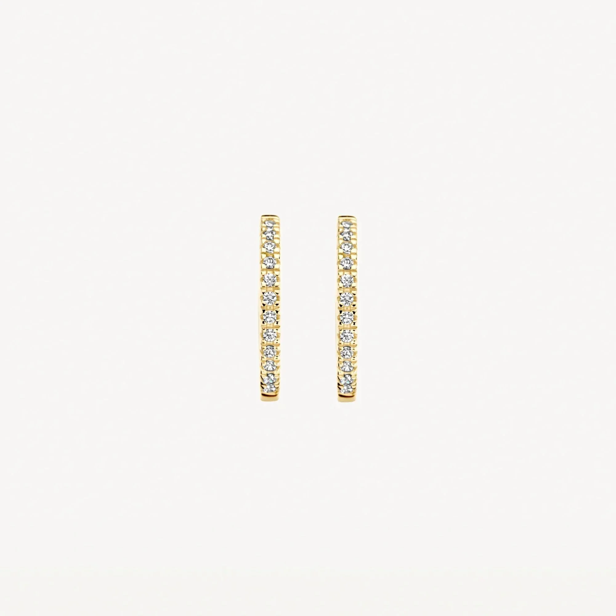 Blush 14ct Yellow Gold Pave Zirconia Medium Hoop Earrings - Image 2