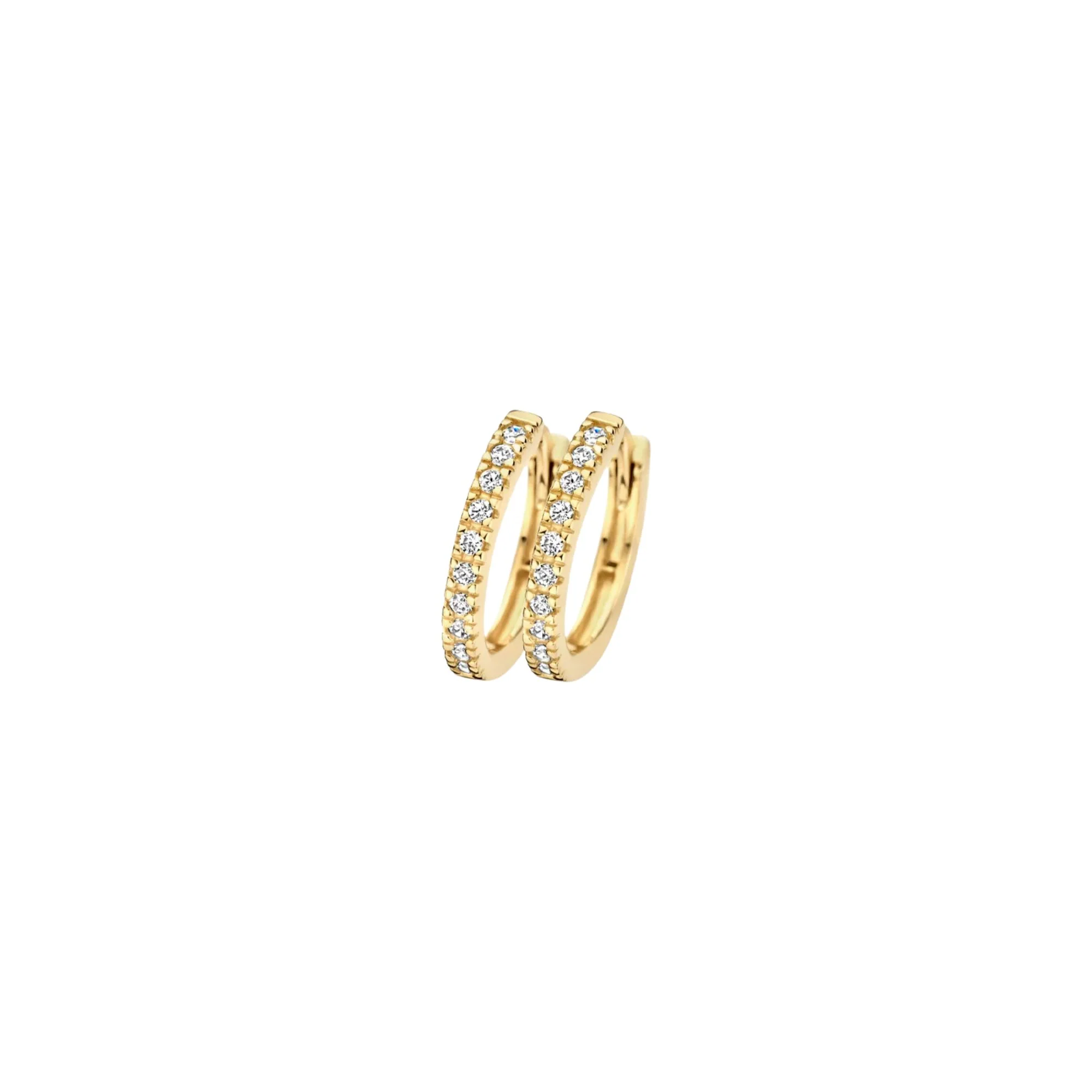 Blush 14ct Yellow Gold Pave Zirconia Small Hoop Earrings