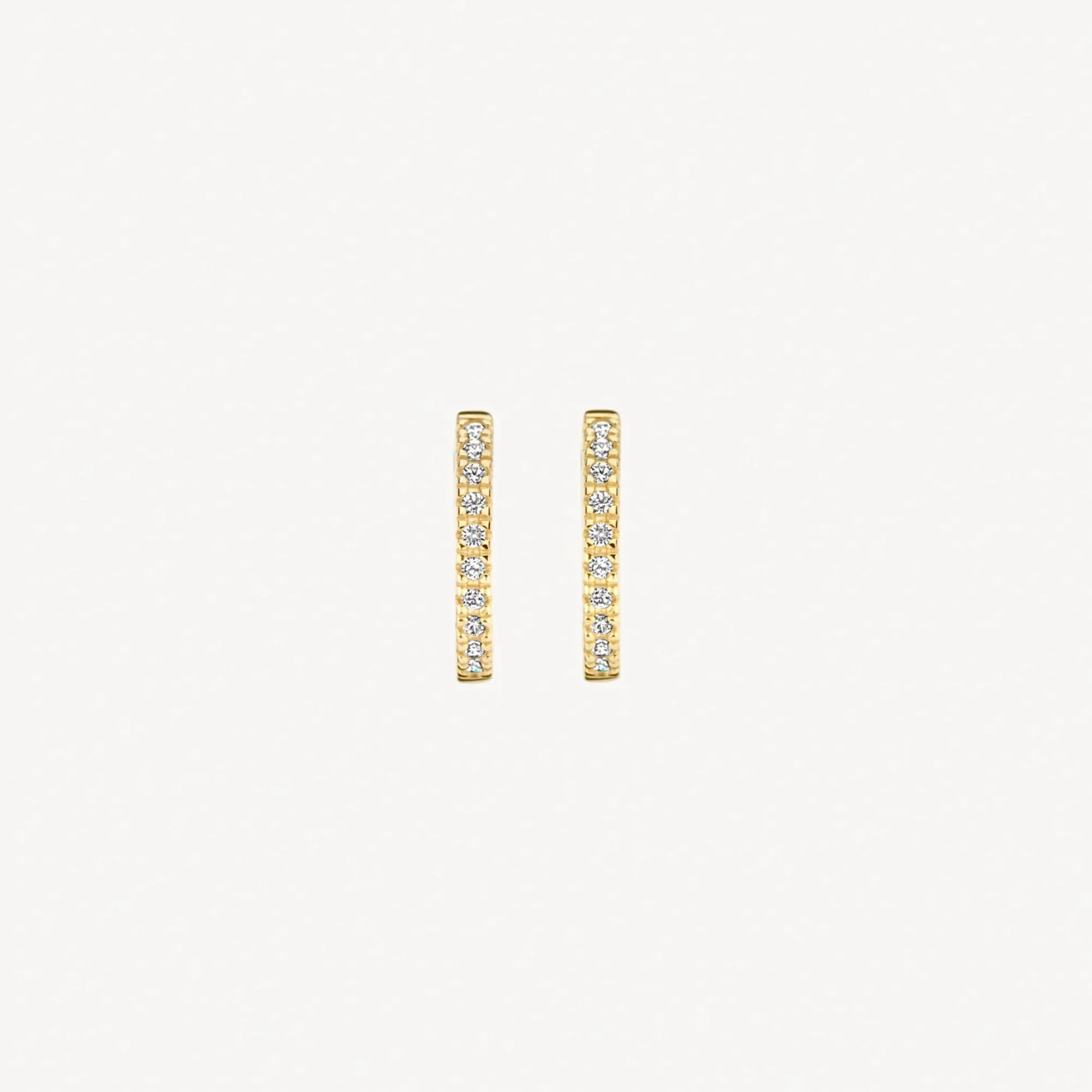 Blush 14ct Yellow Gold Pave Zirconia Small Hoop Earrings - Image 2