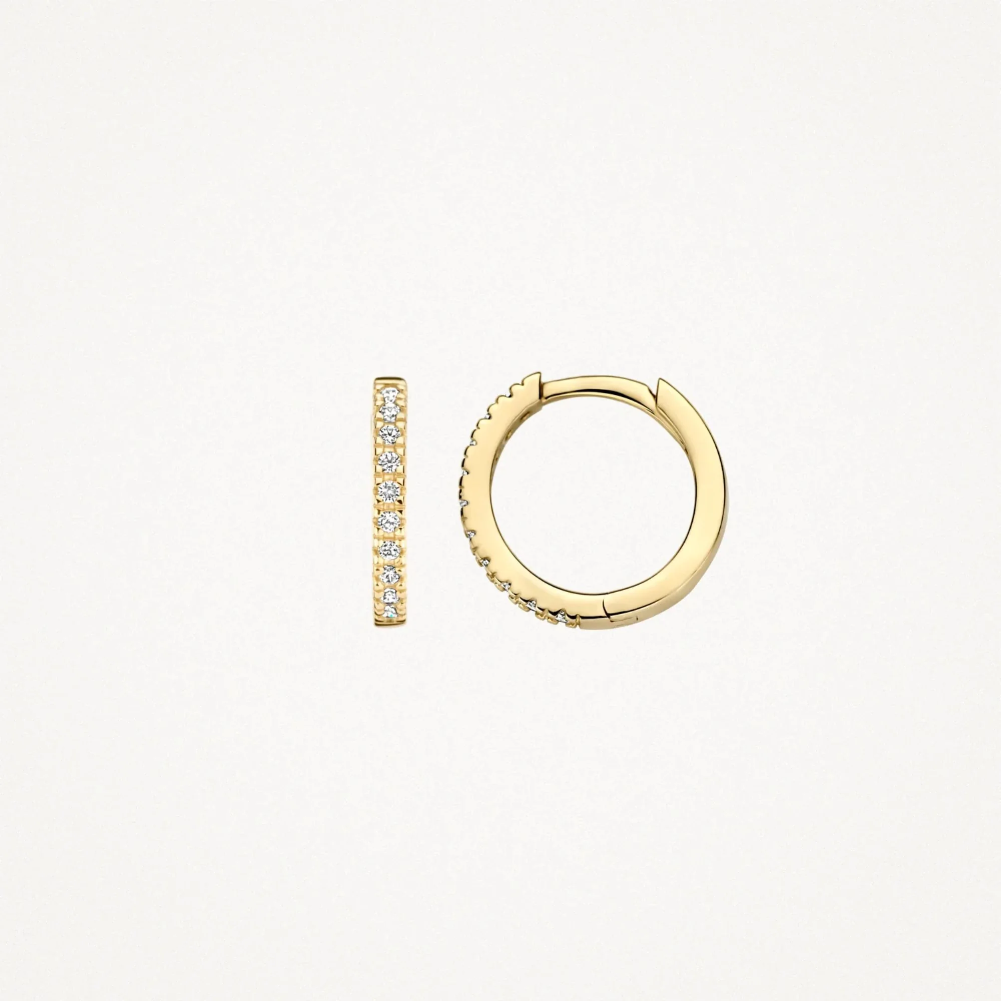 Blush 14ct Yellow Gold Pave Zirconia Small Hoop Earrings - Image 3