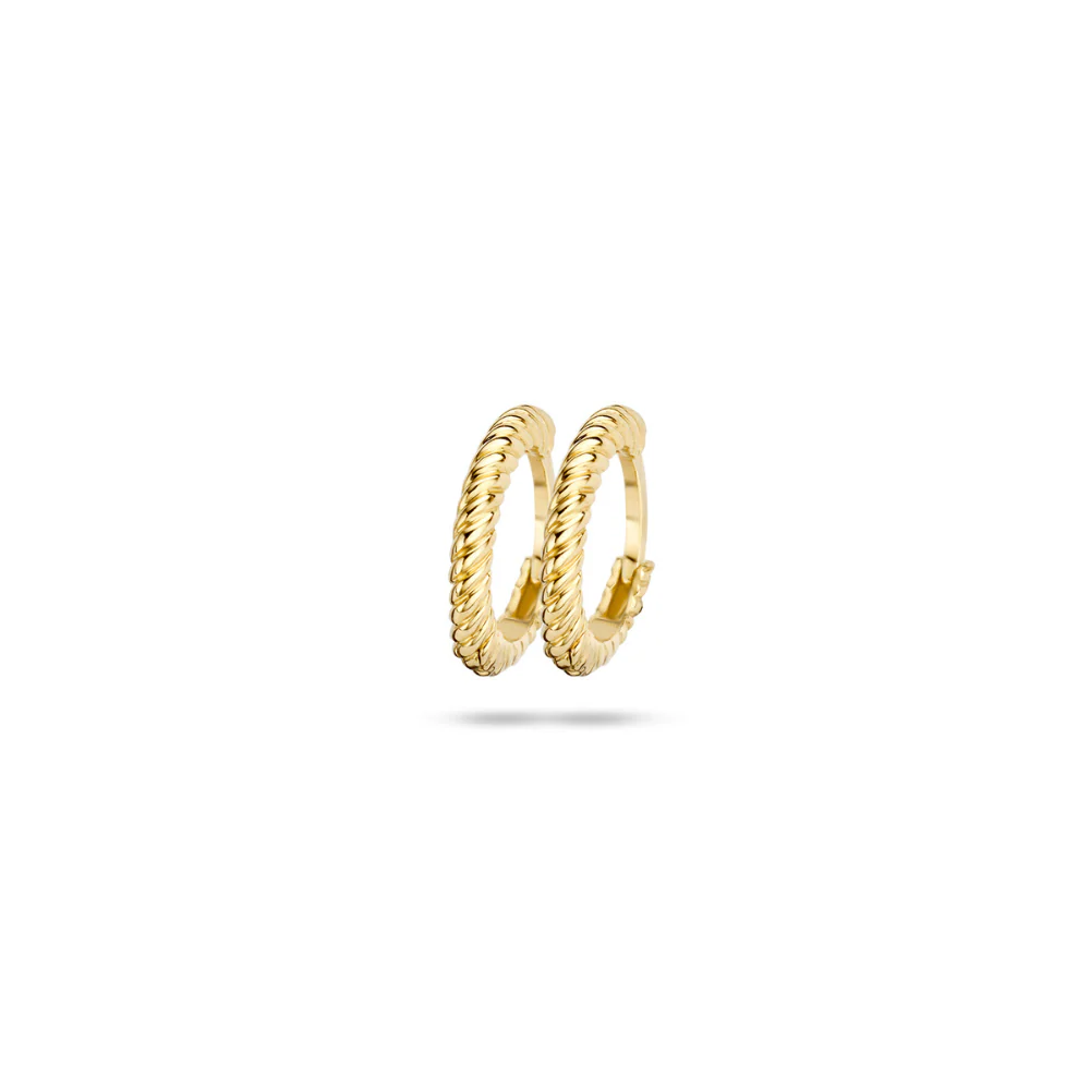 Blush 14ct Yellow Gold Twisted Pattern Hoop Earrings 7231YGO