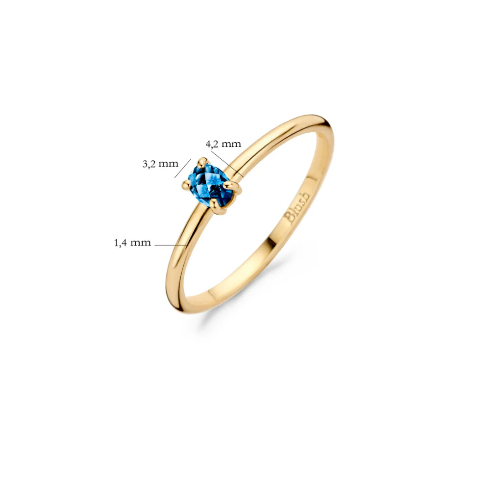 Blush 14ct Yellow Gold with Blue Topaz Ring 1204YLB - Image 4