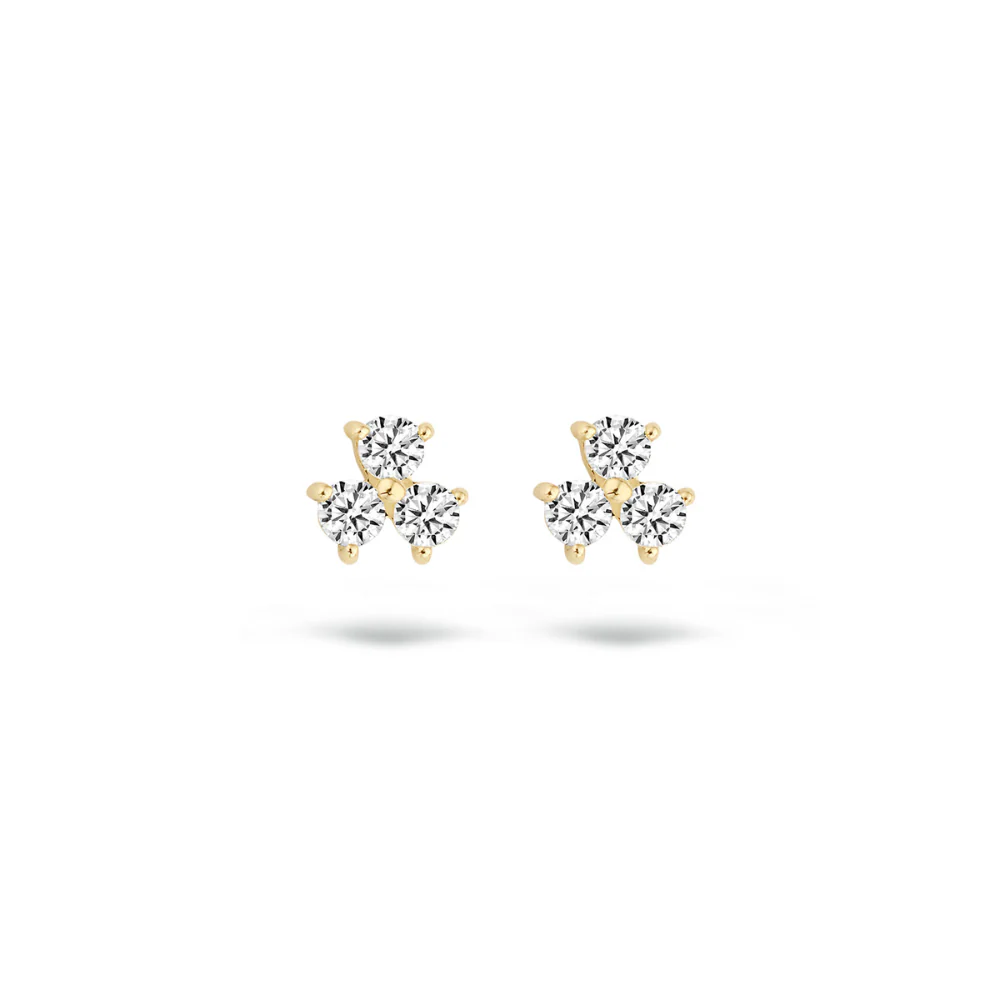 Blush 14ct Yellow Gold Zirconia Trilogy Stud Earrings 7197YZI