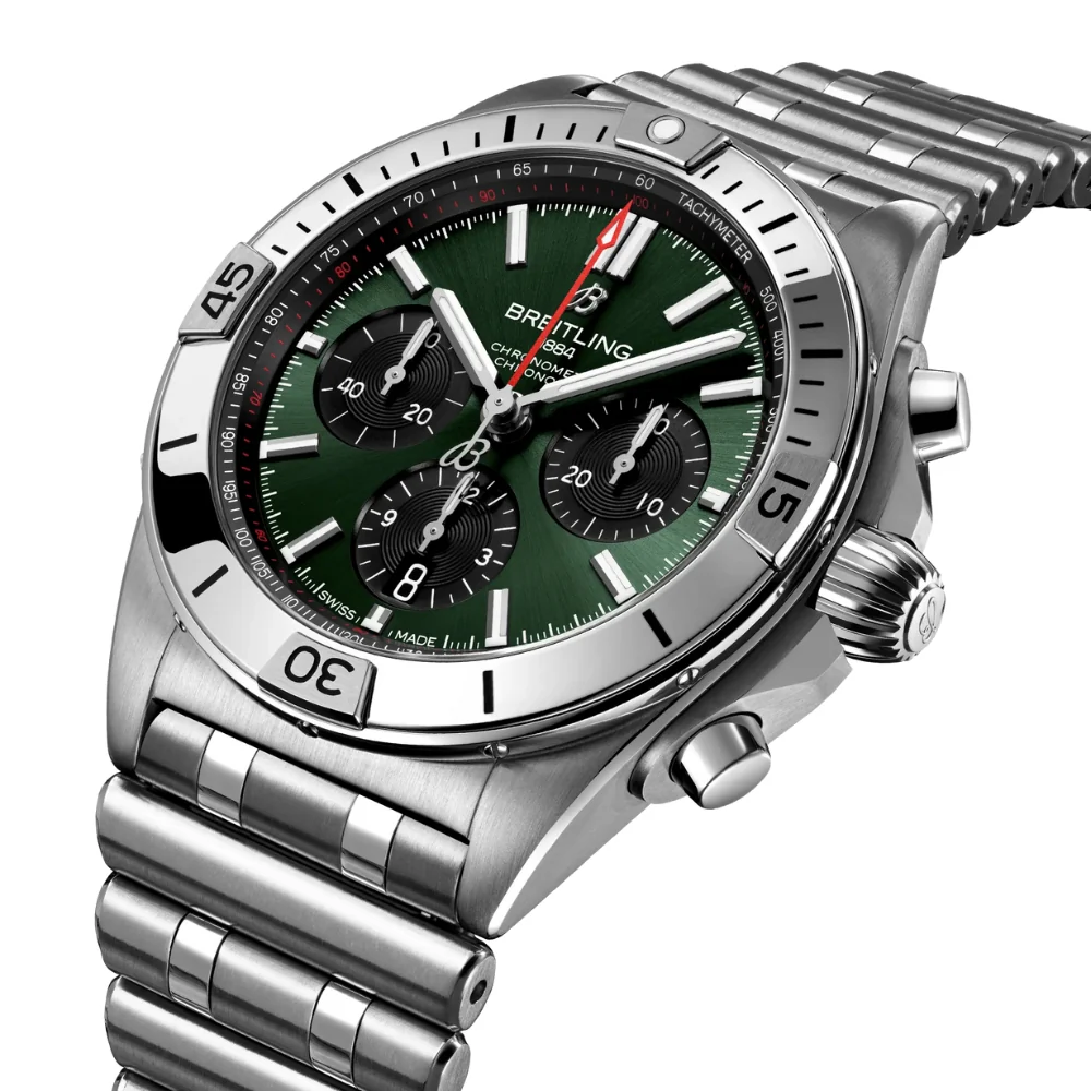 Breitling Chronomat B01 42 Stainless Steel Green Dial Watch - Image 3