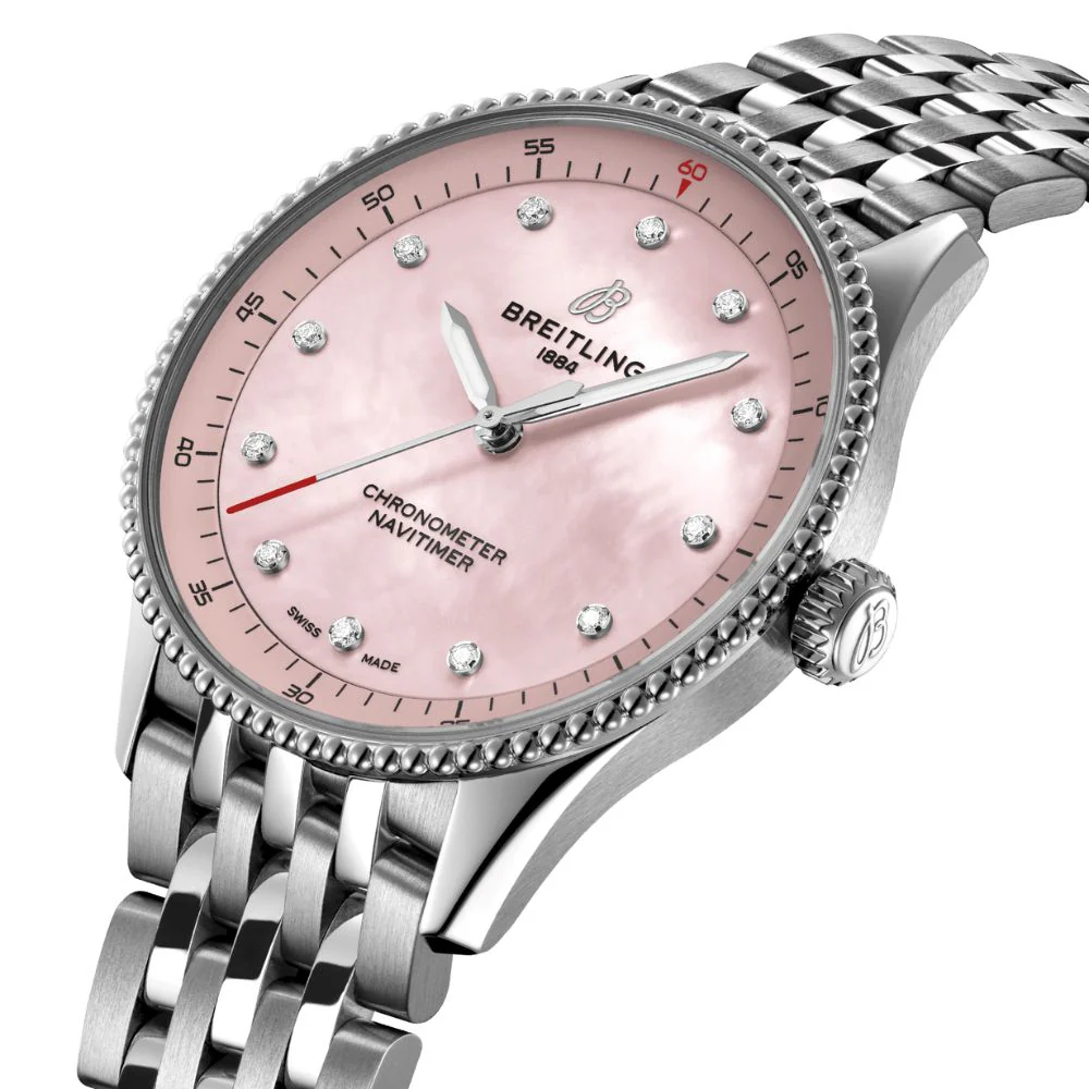 Breitling Navitimer Pink Pearl Dial 32mm Watch - Image 4