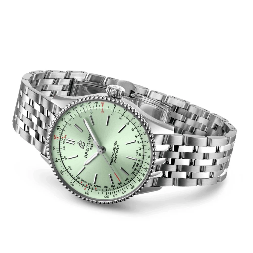 Breitling Navitimer Automatic Mint Green Dial 36mm Watch - Image 3