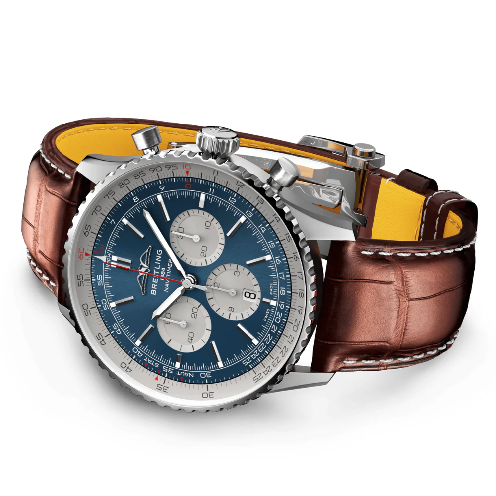 Breitling Navitimer B01 Chronograph Blue Leather Watch - Image 3