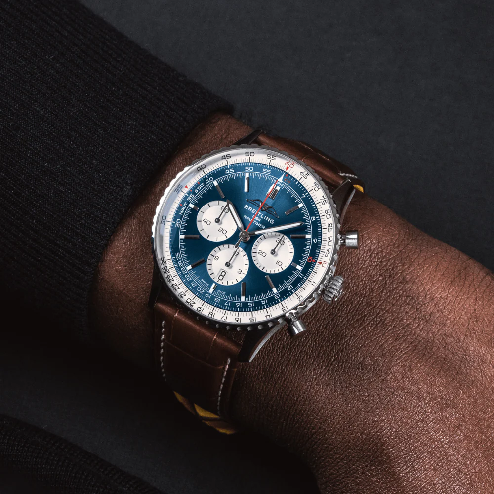 Breitling Navitimer B01 Chronograph Blue Leather Watch - Image 4